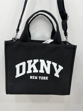 DKNY Black Canvas Tote Bag with Removable Strap